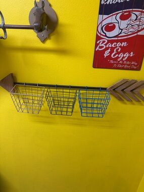 Three-Basket Wall Organizer in Blue and Gray